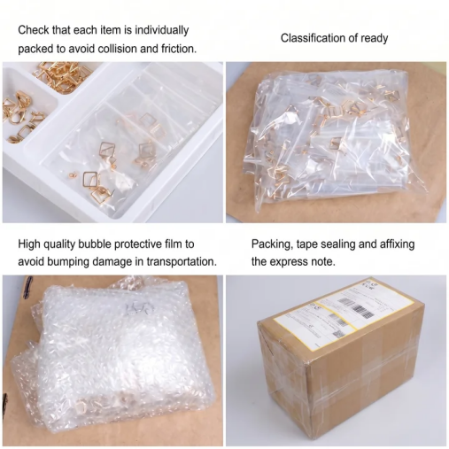 Jewelry packed individually for quality control and shipping