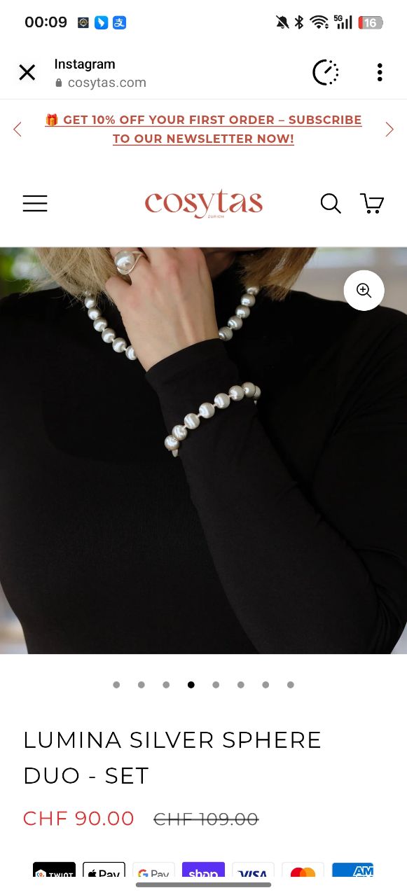 Original pearl jewelry collection shown on the client's live retail product page